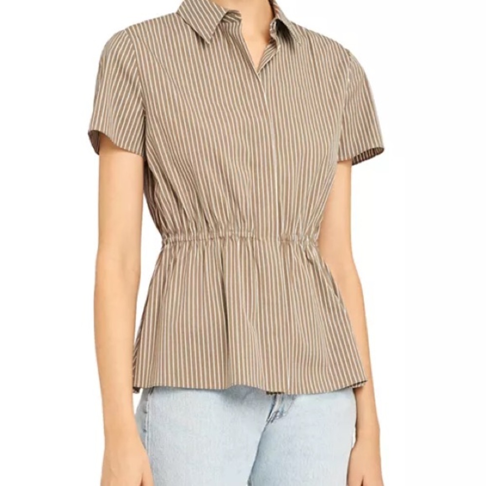 Theory Brown Striped Button Down Shirt